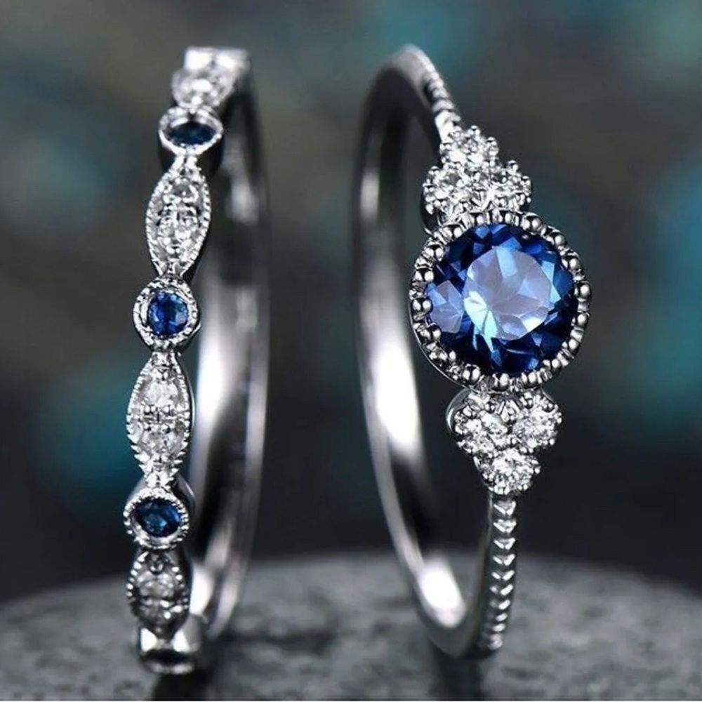 🦋Blue 2pc Ring Set - Picture 4 of 6